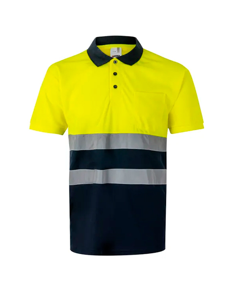 Polo bicolor alta visibilidad manga corta