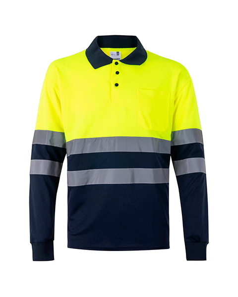 Polo bicolor alta visibilidad manga larga